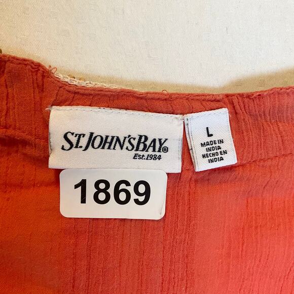 St. John's Bay Women Blouse size L Orange Sleeveless Round Neck Beaded - Picture 5 of 7